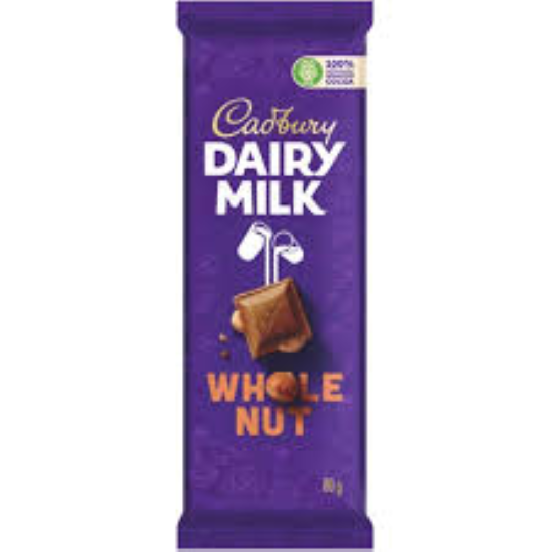 CADBURY DAIRY MILK WHOLENUT CHOCOLATE 80GM
